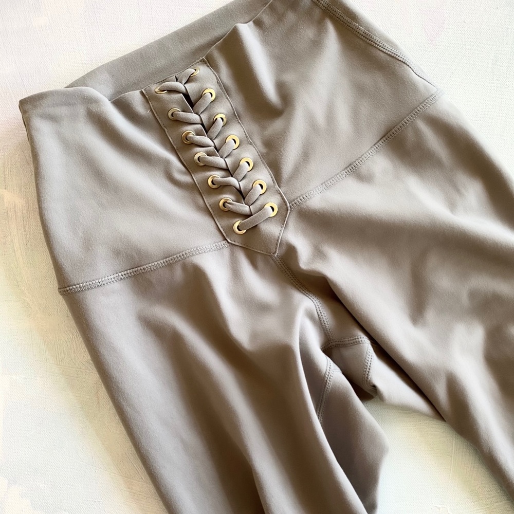 GREY LACE UP LEGGINGS